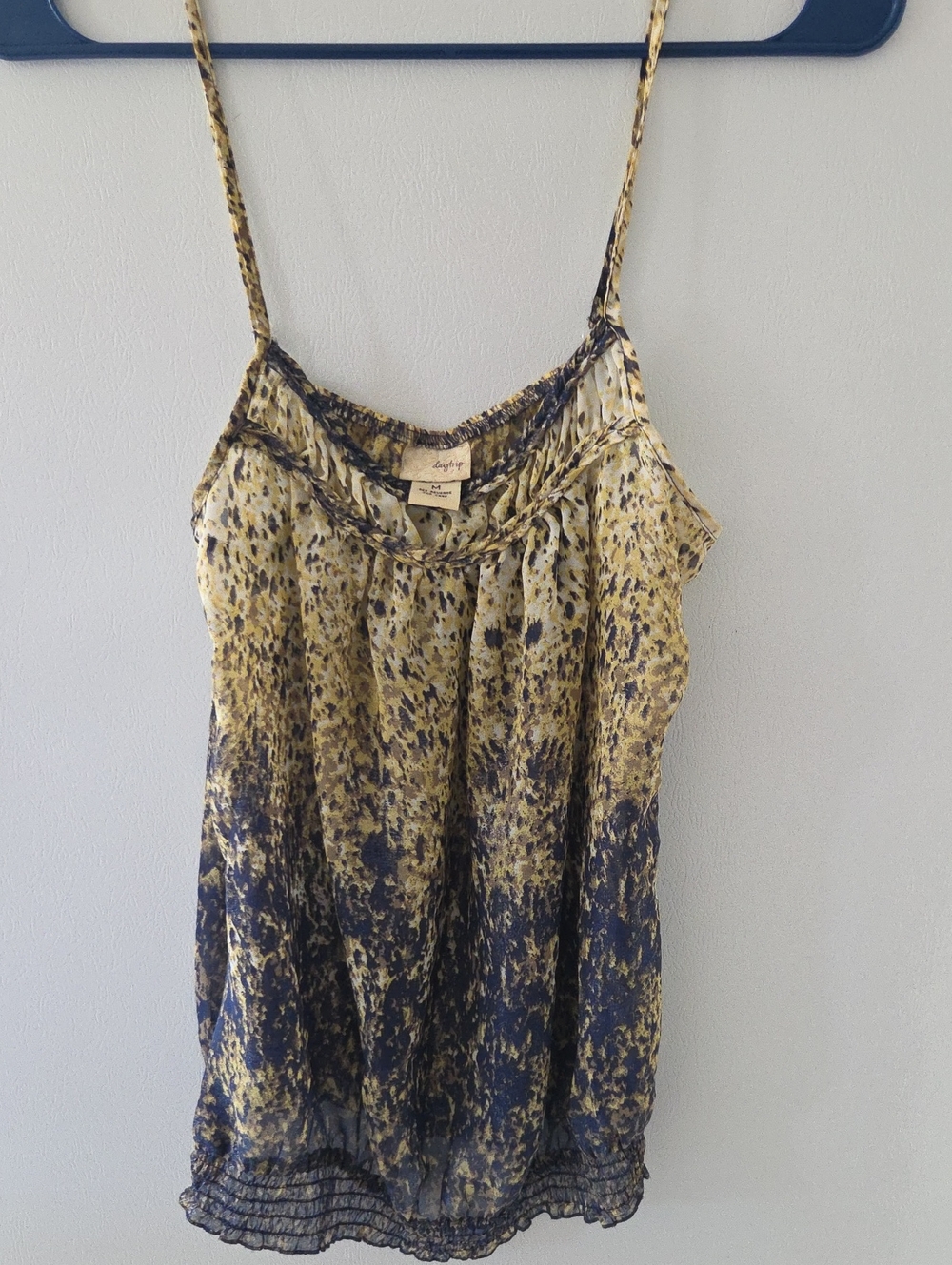 Daytrip Yellow and Navy Printed Spaghetti-Strap Cami
